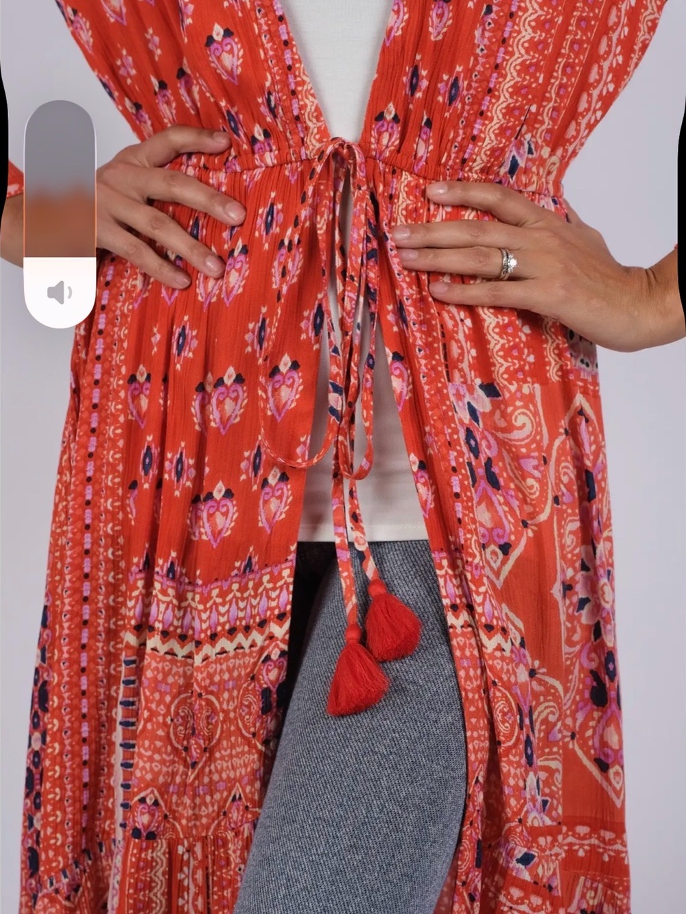 Sacred Threads Long Red Patchwork Duster - Picture 2 of 3
